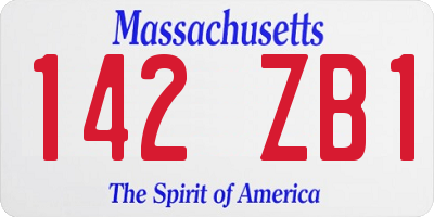 MA license plate 142ZB1