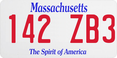MA license plate 142ZB3