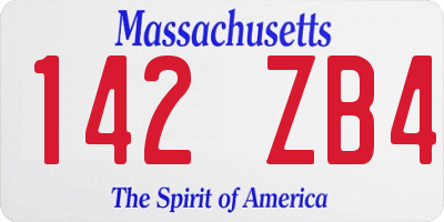 MA license plate 142ZB4