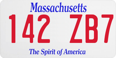 MA license plate 142ZB7