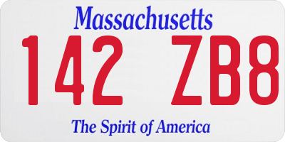 MA license plate 142ZB8