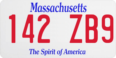 MA license plate 142ZB9