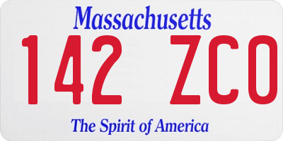 MA license plate 142ZC0