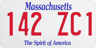MA license plate 142ZC1