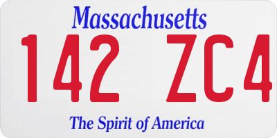 MA license plate 142ZC4