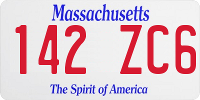 MA license plate 142ZC6