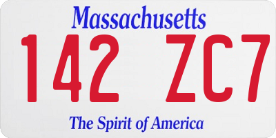 MA license plate 142ZC7