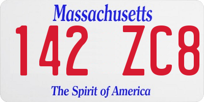 MA license plate 142ZC8