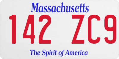 MA license plate 142ZC9