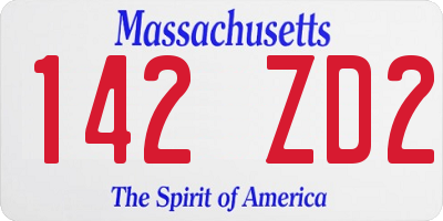 MA license plate 142ZD2