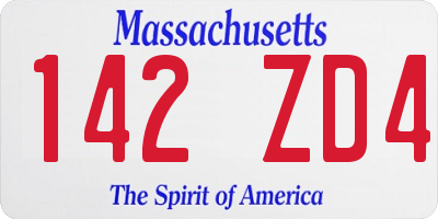MA license plate 142ZD4