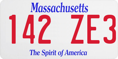 MA license plate 142ZE3