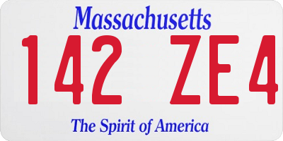 MA license plate 142ZE4
