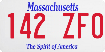 MA license plate 142ZF0