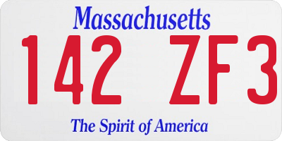 MA license plate 142ZF3