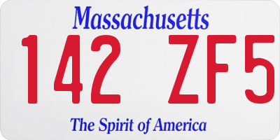 MA license plate 142ZF5