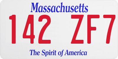 MA license plate 142ZF7