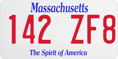 MA license plate 142ZF8