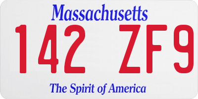 MA license plate 142ZF9