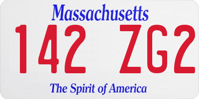 MA license plate 142ZG2