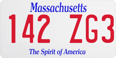 MA license plate 142ZG3