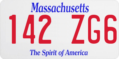 MA license plate 142ZG6