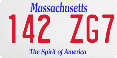 MA license plate 142ZG7