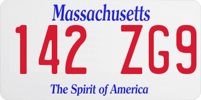 MA license plate 142ZG9