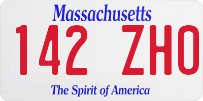 MA license plate 142ZH0