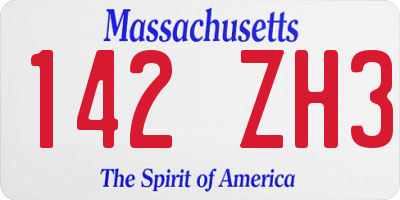 MA license plate 142ZH3