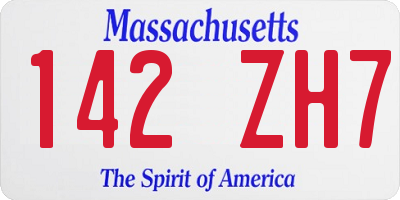 MA license plate 142ZH7