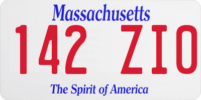 MA license plate 142ZI0