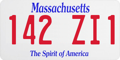 MA license plate 142ZI1