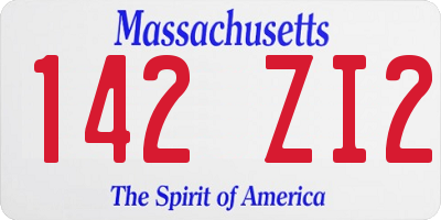 MA license plate 142ZI2