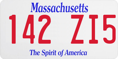 MA license plate 142ZI5