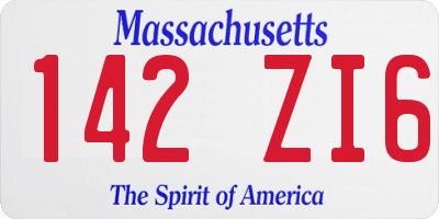 MA license plate 142ZI6