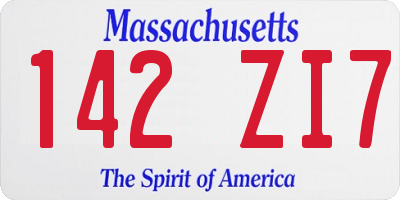 MA license plate 142ZI7
