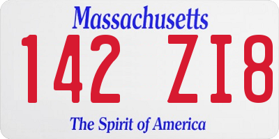 MA license plate 142ZI8