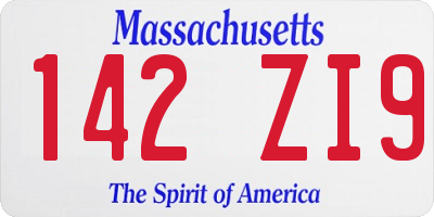 MA license plate 142ZI9