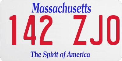 MA license plate 142ZJ0