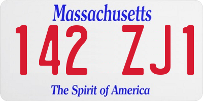 MA license plate 142ZJ1