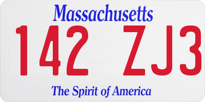 MA license plate 142ZJ3
