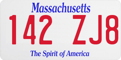 MA license plate 142ZJ8