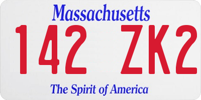 MA license plate 142ZK2