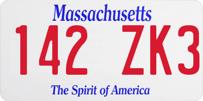 MA license plate 142ZK3