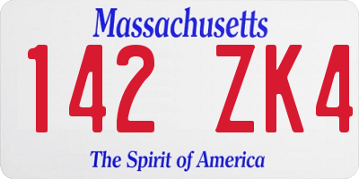 MA license plate 142ZK4