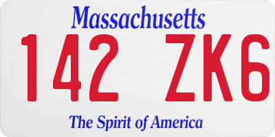 MA license plate 142ZK6