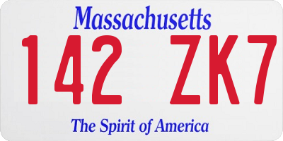 MA license plate 142ZK7