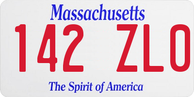 MA license plate 142ZL0