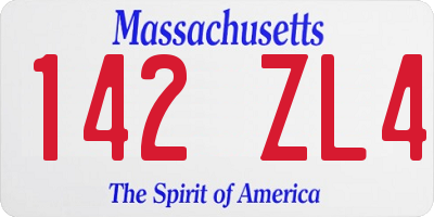 MA license plate 142ZL4